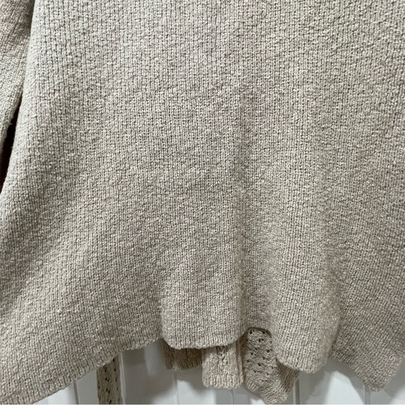 FREE PEOPLE Washed Muslin Tunic pullover sweater Size XS tan/cream high slit - Picture 8 of 13